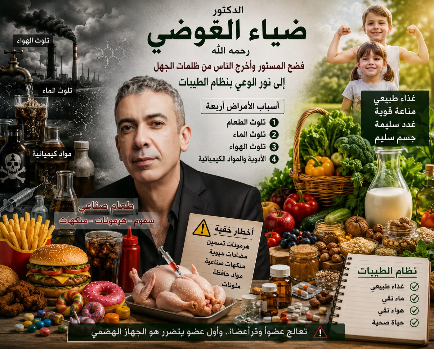 تحذيرات الدكتور ضياء العوضي: الأمراض الحديثة ليست صدفة بل نتيجة نمط غذائي ملوث